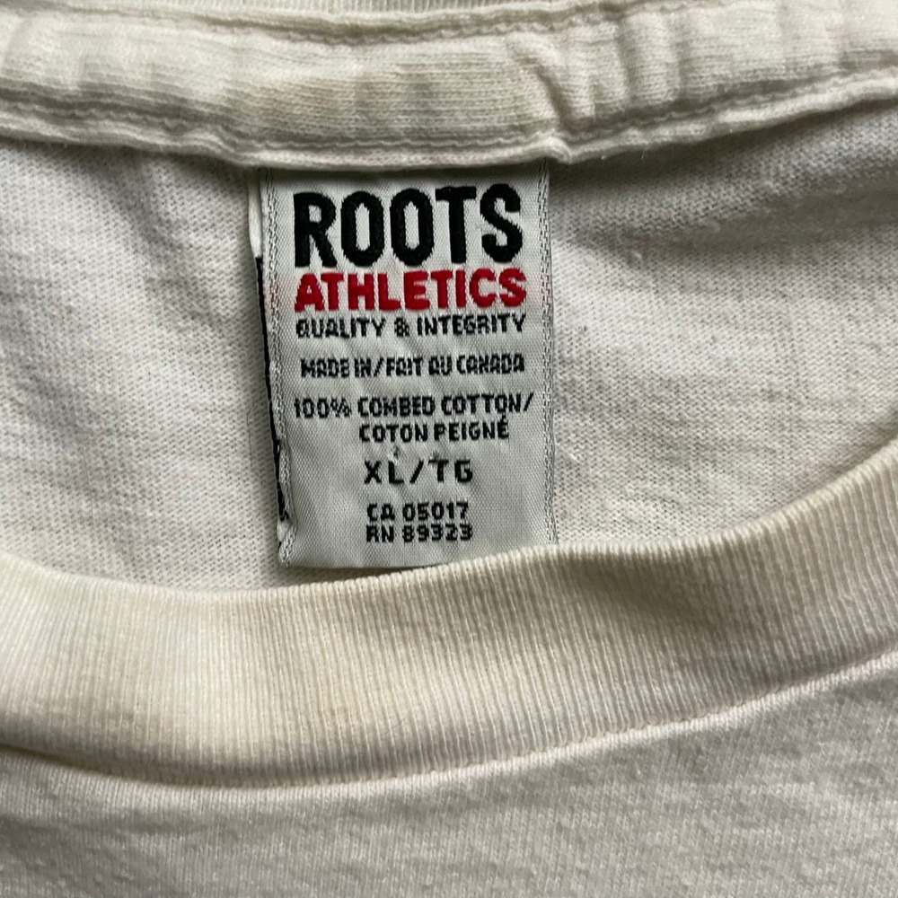 Vintage Roots Athletics T Shirt Mens Extra Large White 90s Canada Graphic Long - Picture 5 of 10